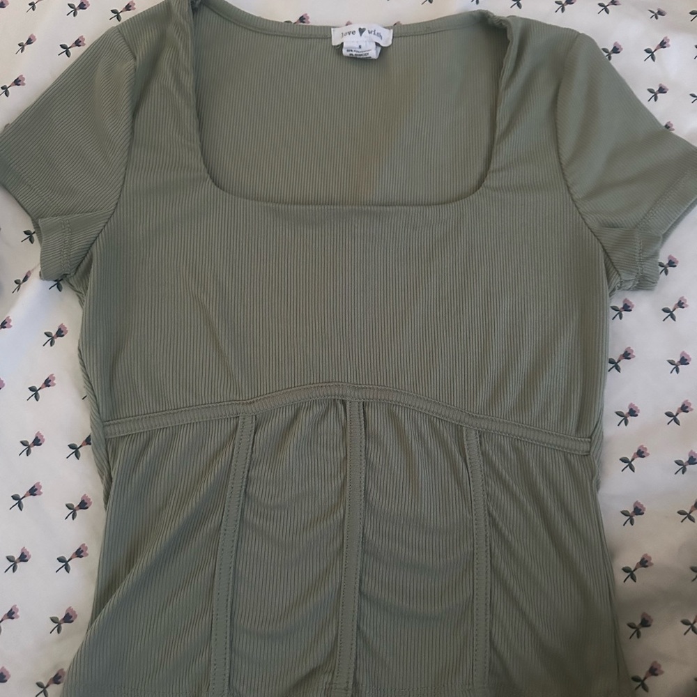 Stylish Olive Ribbed Blouse